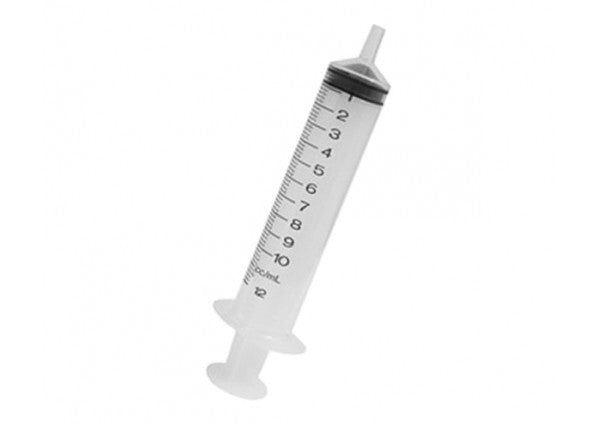 10 mL syringe with slip on nozzle.