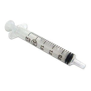2-3mL syringe with slip on nozzle.
