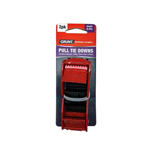 Grunt 25mm x 0.5m Pull Tie Down Strap - 2 Pack